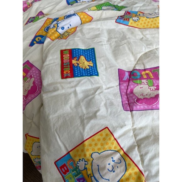 VTG Peanuts Snoopy Friends Comforter Charlie Linus cartoon 80 90s duvet blanket - Picture 16 of 16